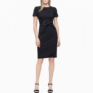 NWT Calvin Klein Vegan Leather Waist Sheath Dress